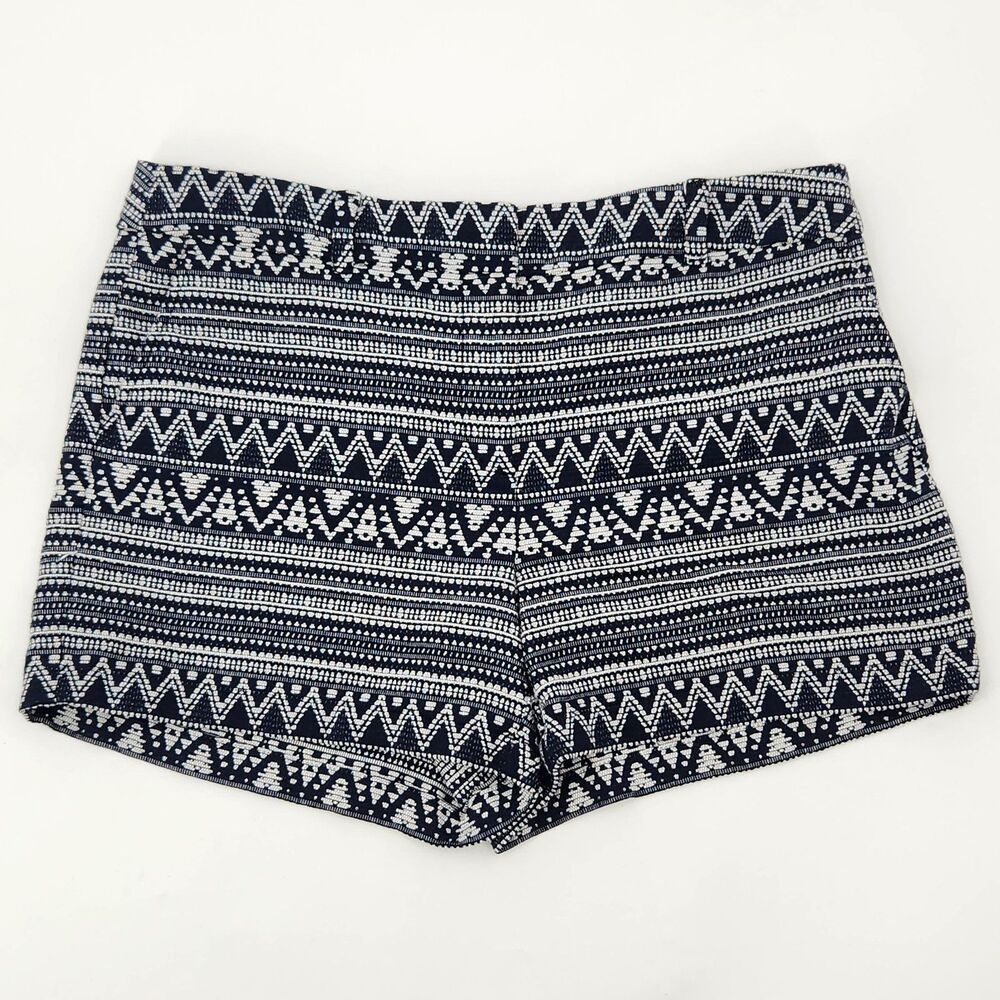Loft Jacquard Shorts Womens Size 12 Blue Geometric Travel Vacation Resortwear
